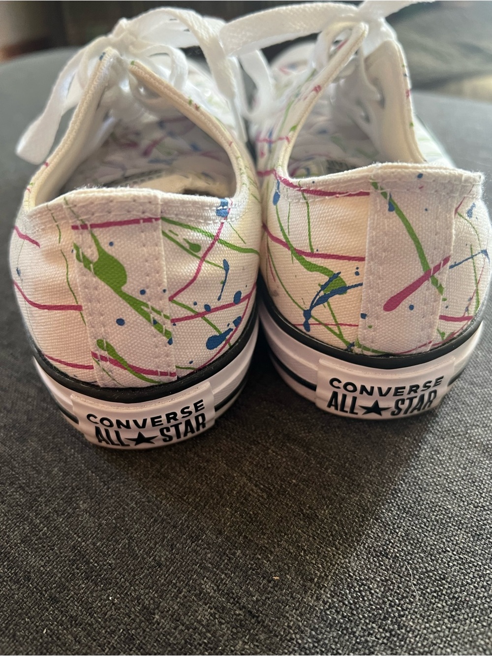 Converse Women’s White Paint-Splatter Low Top Sneakers - Picture 2 of 6